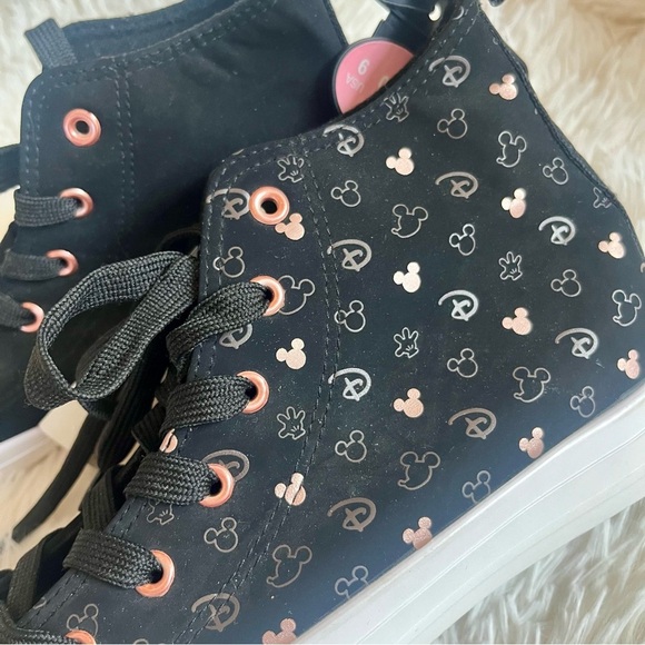 Disney Mickey Mouse Sneakers High Top Rose Gold Pink Black  Size 9 Primark Colab - Picture 2 of 9